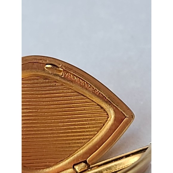 Vintage 12K GF MOP Heart Locket Pendant Necklace, Religio, Scientia, Cultus - Picture 8 of 10